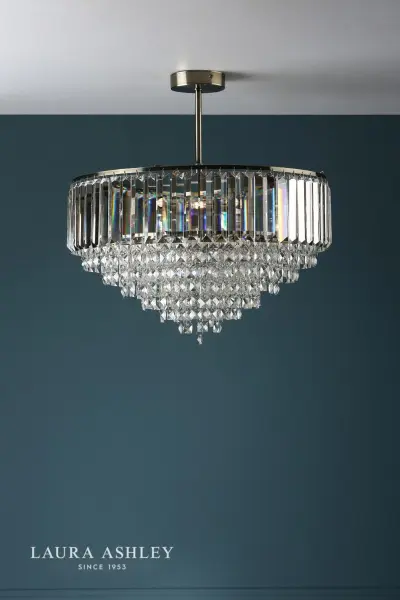 Vienna 5lt Semi Flush Crystal & Antique Brass