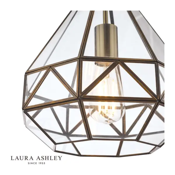 Zaria Antique Brass & Glass Pendant
