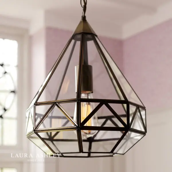 Zaria Antique Brass & Glass Pendant