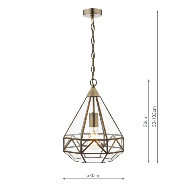 Zaria Antique Brass & Glass Pendant