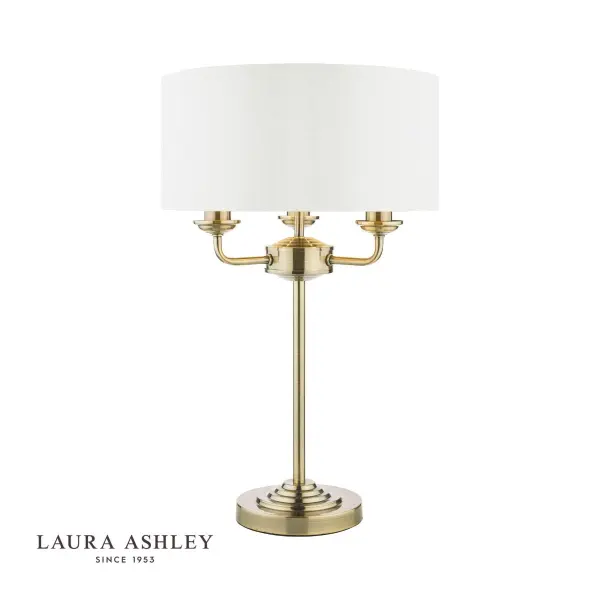 Sorrento 3 Light Table Lamp Antique Brass With Ivory Shade