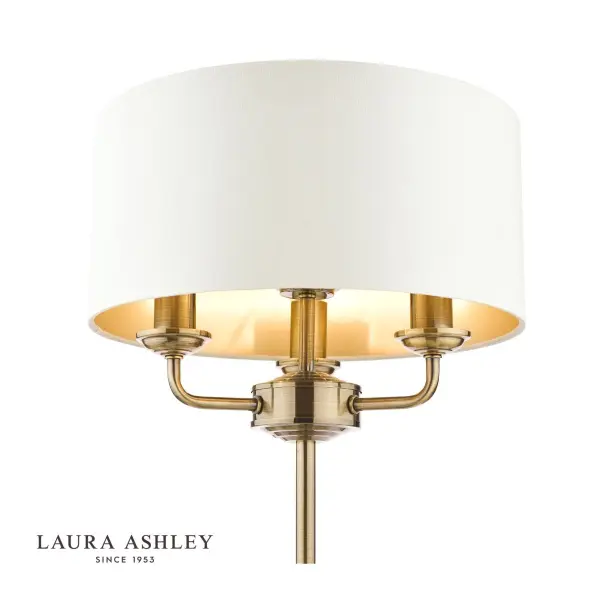 Sorrento 3 Light Table Lamp Antique Brass With Ivory Shade