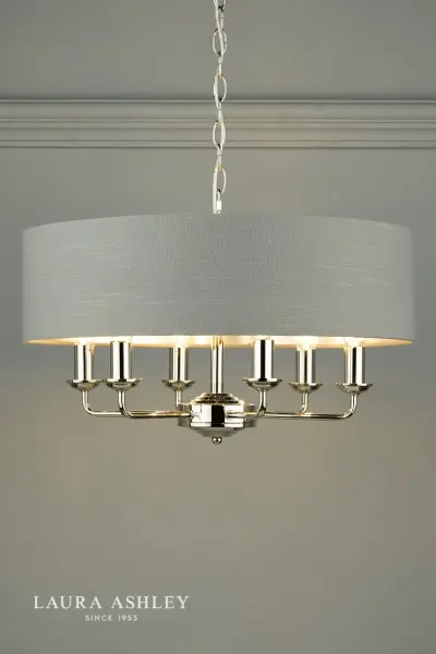 Sorrento 6 Light Pendant Polished Nickel With Charcoal Grey Shade