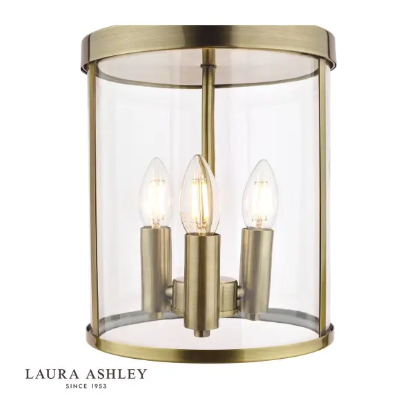 Selbourne 3 Light Lantern in Antique Brass & Glass