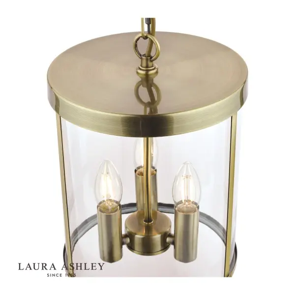 Selbourne 3 Light Lantern in Antique Brass & Glass