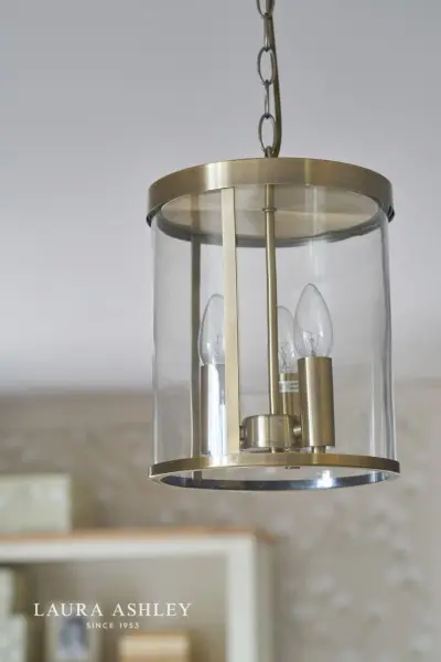 Selbourne 3 Light Lantern in Antique Brass & Glass