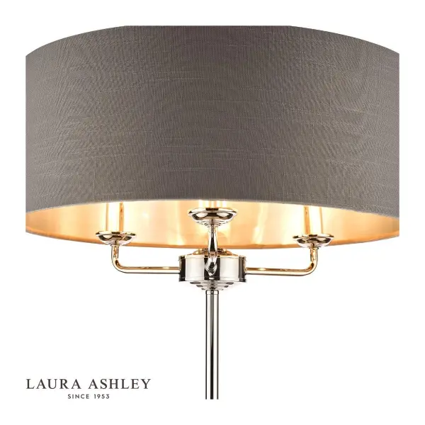Sorrento 3 Light Floor Lamp Polished Nickel With Charcoal Grey Shade