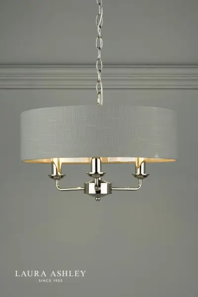 Sorrento 3 Light Pendant Polished Nickel With Charcoal Grey Shade