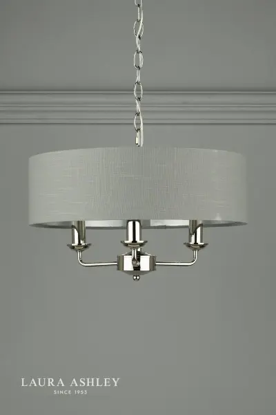 Sorrento 3 Light Pendant Polished Nickel With Charcoal Grey Shade