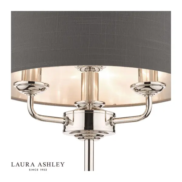 Sorrento 3 Light Table Lamp Polished Nickel With Charcoal Grey Shade