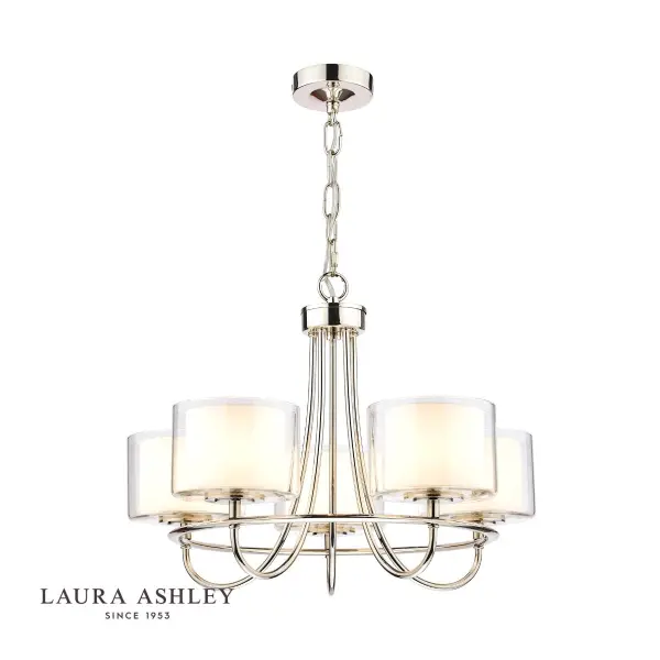 Southwell 5 Light Pendant Polished Nickel & Opal Glass