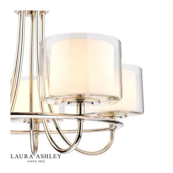 Southwell 5 Light Pendant Polished Nickel & Opal Glass