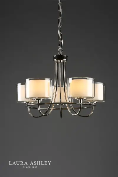Southwell 5 Light Pendant Polished Nickel & Opal Glass