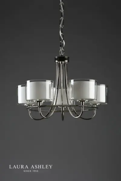 Southwell 5 Light Pendant Polished Nickel & Opal Glass