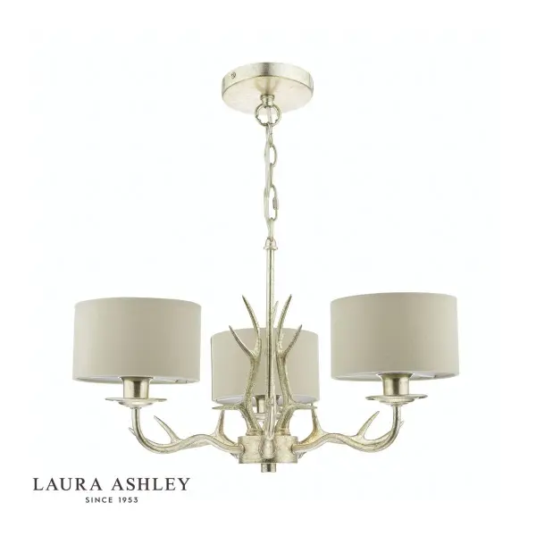 Mulroy 3 Light Antler Chandelier in Champagne Finish C/W Shades