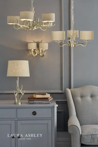Mulroy 3 Light Antler Chandelier in Champagne Finish C/W Shades