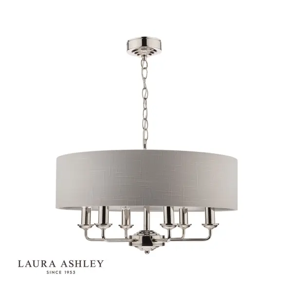 Sorrento 6 Light Pendant Polished Nickel With Silver Shade
