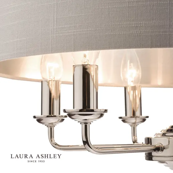 Sorrento 6 Light Pendant Polished Nickel With Silver Shade