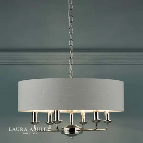 Sorrento 6 Light Pendant Polished Nickel With Silver Shade