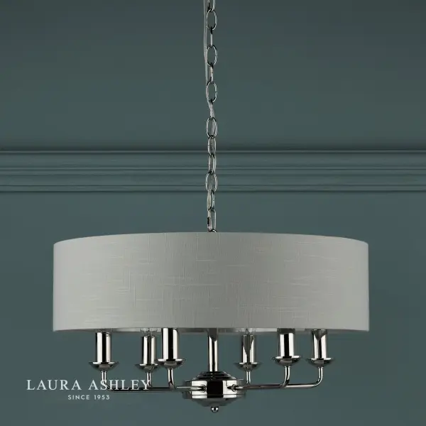 Sorrento 6 Light Pendant Polished Nickel With Silver Shade