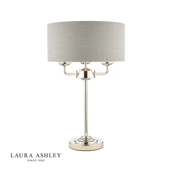 Sorrento 3 Light Table Lamp Polished Nickel With Silver Shade
