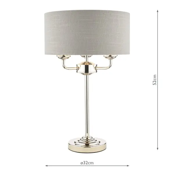 Sorrento 3 Light Table Lamp Polished Nickel With Silver Shade