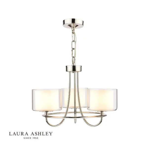 Southwell 3 Light Pendant Polished Nickel & Opal Glass