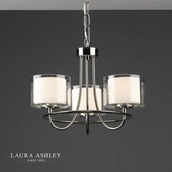 Southwell 3 Light Pendant Polished Nickel & Opal Glass