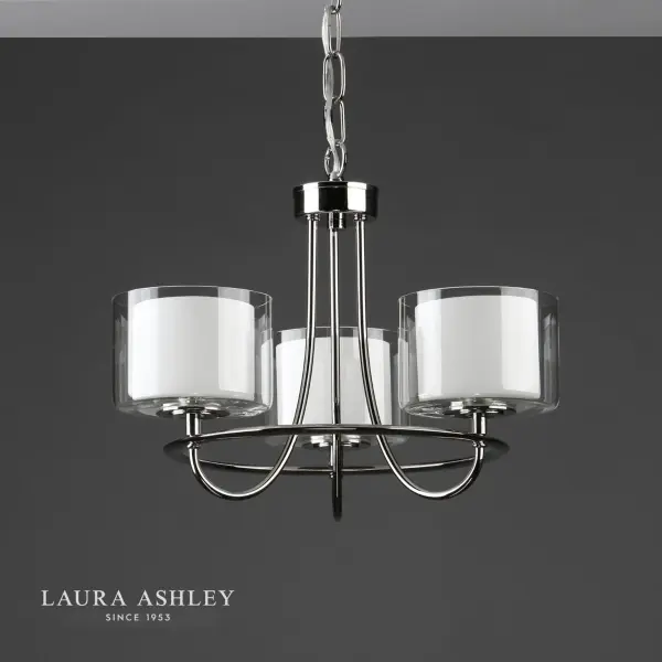Southwell 3 Light Pendant Polished Nickel & Opal Glass