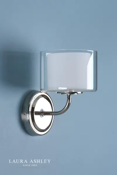 Southwell Wall Light in Polished Nickel & Glass Shade