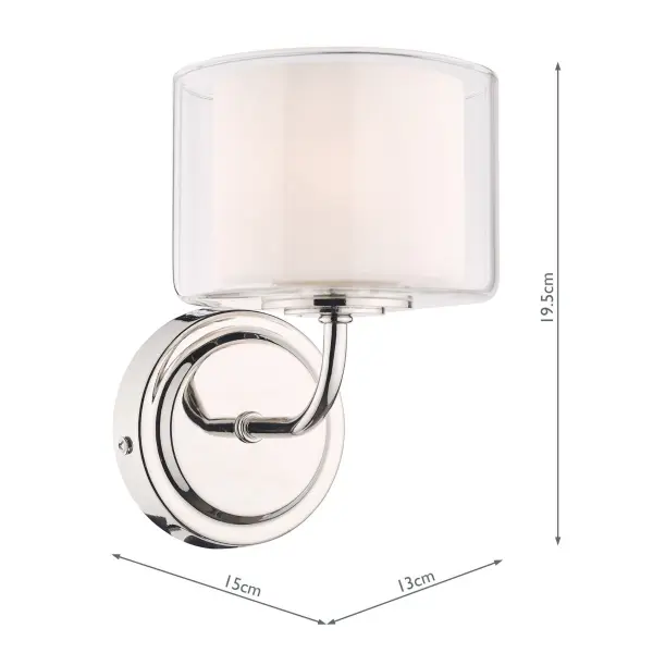 Southwell Wall Light in Polished Nickel & Glass Shade