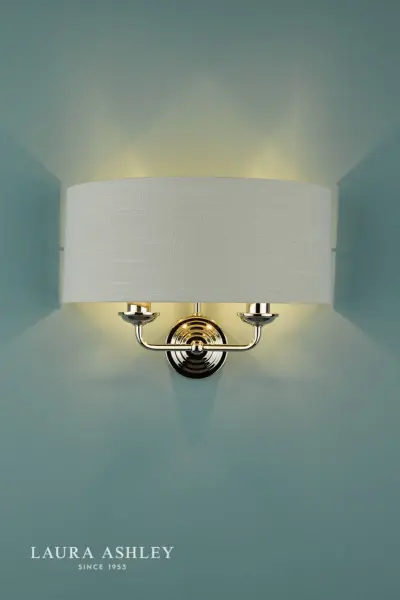 Sorrento 2 Light Wall Light Polished Nickel With Silver Shade