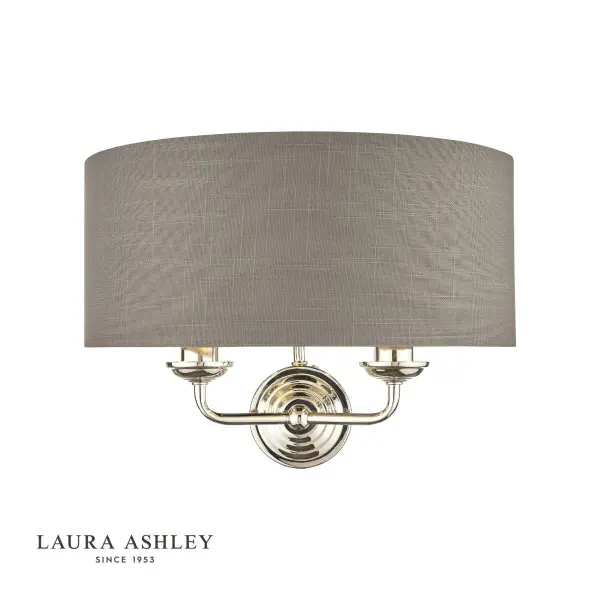 Sorrento 2 Light Wall Light Polished Nickel With Charcoal Grey Shade