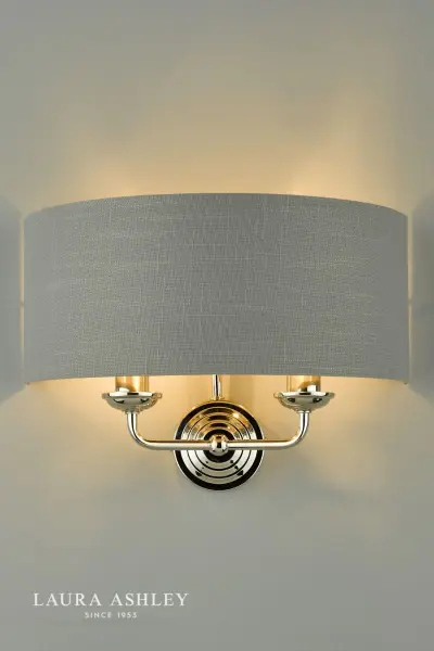 Sorrento 2 Light Wall Light Polished Nickel With Charcoal Grey Shade