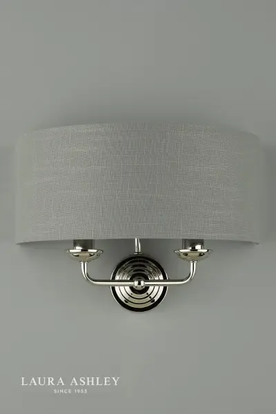 Sorrento 2 Light Wall Light Polished Nickel With Charcoal Grey Shade