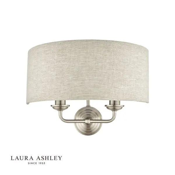 Sorrento 2 Light Wall Light Satin Nickel With Natural Shade