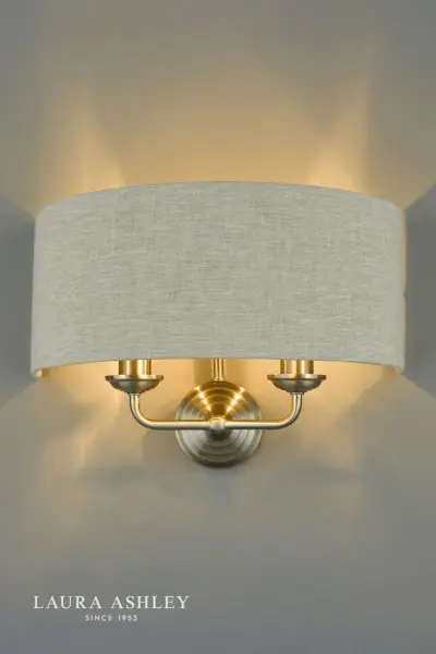 Sorrento 2 Light Wall Light Satin Nickel With Natural Shade