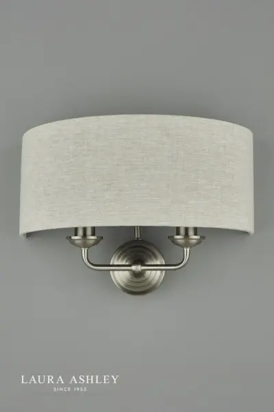 Sorrento 2 Light Wall Light Satin Nickel With Natural Shade