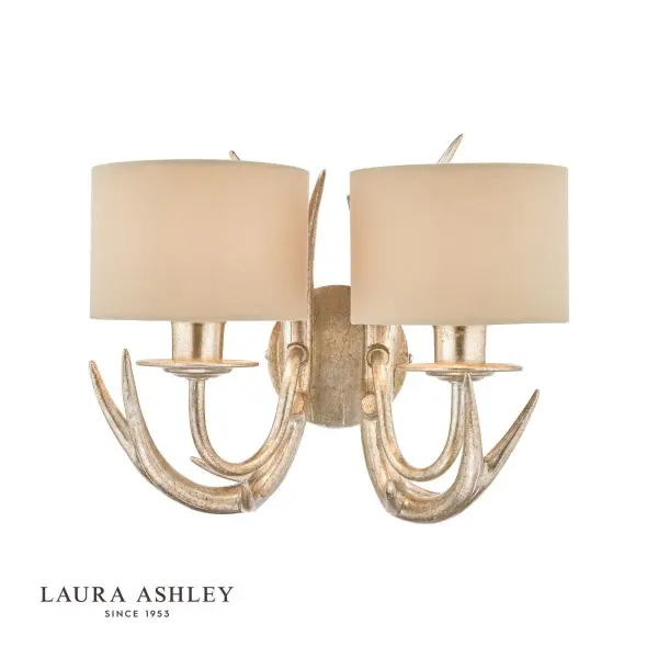 Mulroy Antler 2 Light Wall Fitting in Champagne With Shades