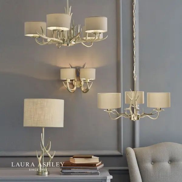 Mulroy Antler 2 Light Wall Fitting in Champagne With Shades
