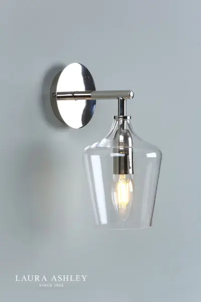 Ockley Polished Chrome Wall Light & Clear Glass