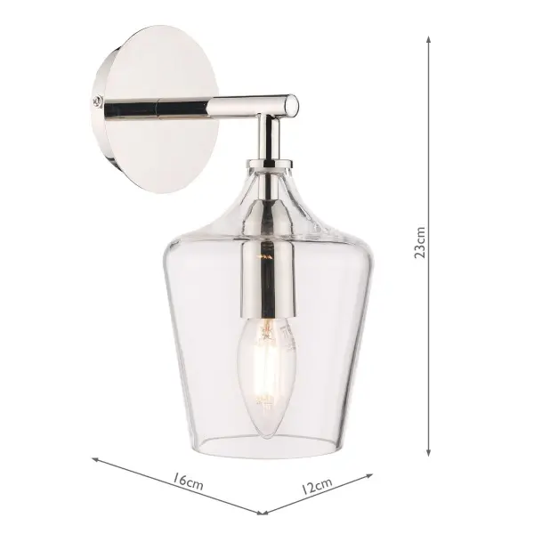 Ockley Polished Chrome Wall Light & Clear Glass