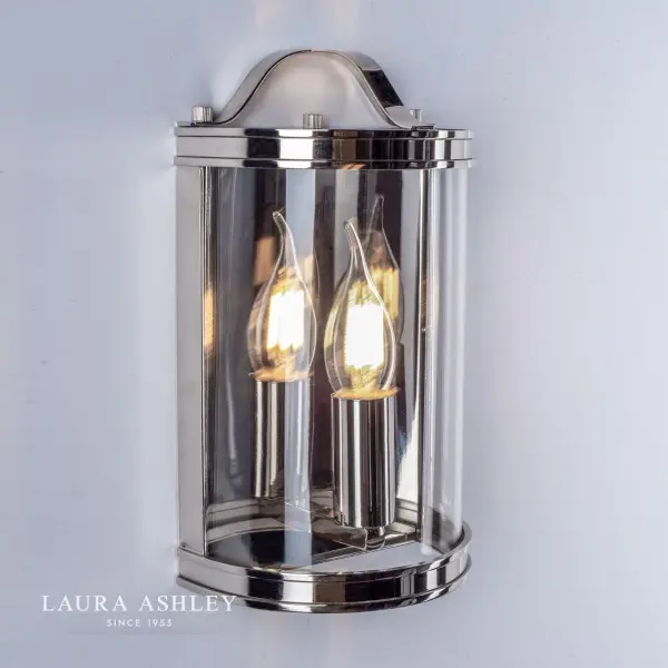 Harrington Wall Light in Polished Nickel and Glass