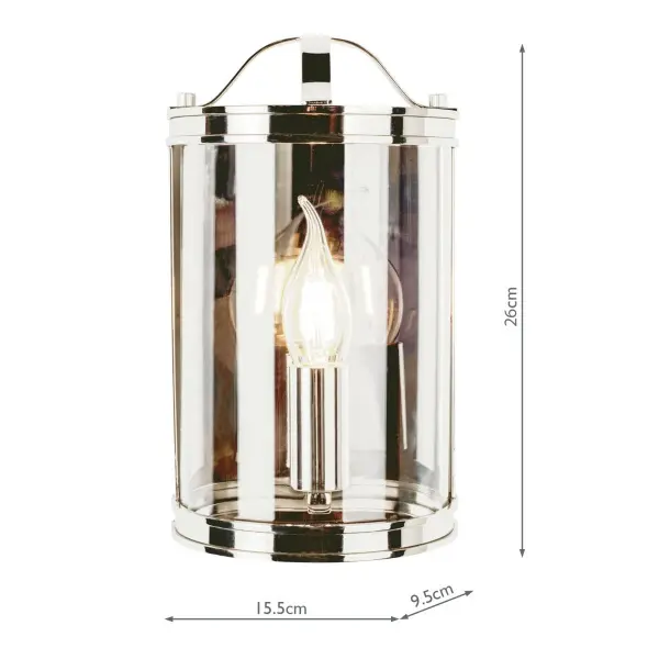 Harrington Wall Light in Polished Nickel and Glass