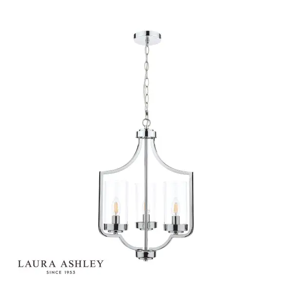 Joseph Polished Chrome & Glass 3 Light Chandelier