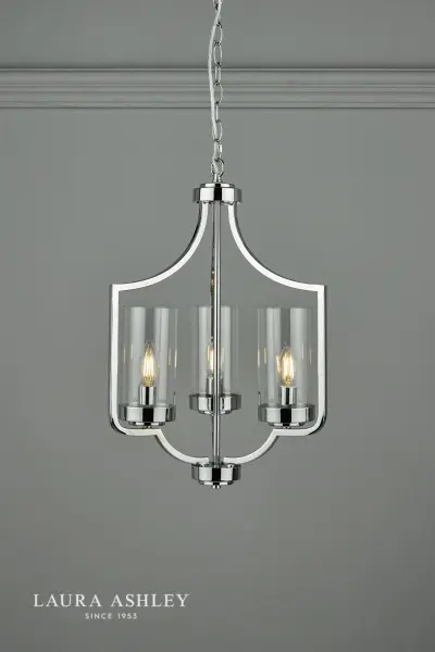 Joseph Polished Chrome & Glass 3 Light Chandelier