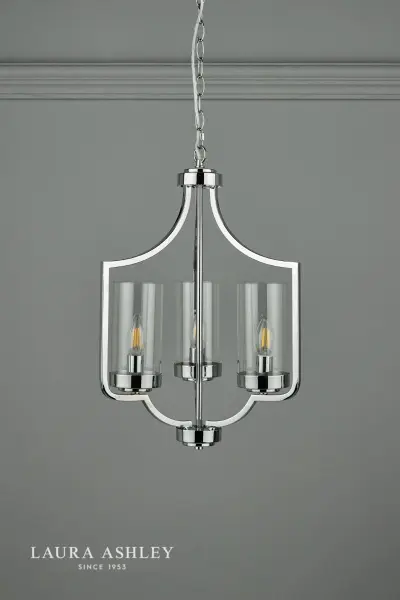 Joseph Polished Chrome & Glass 3 Light Chandelier