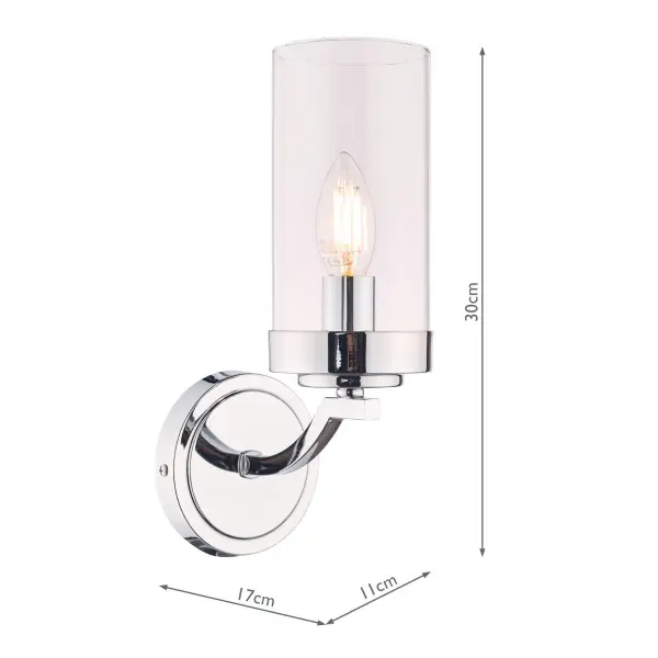 Joseph Wall Light in Polished Chrome & Glass