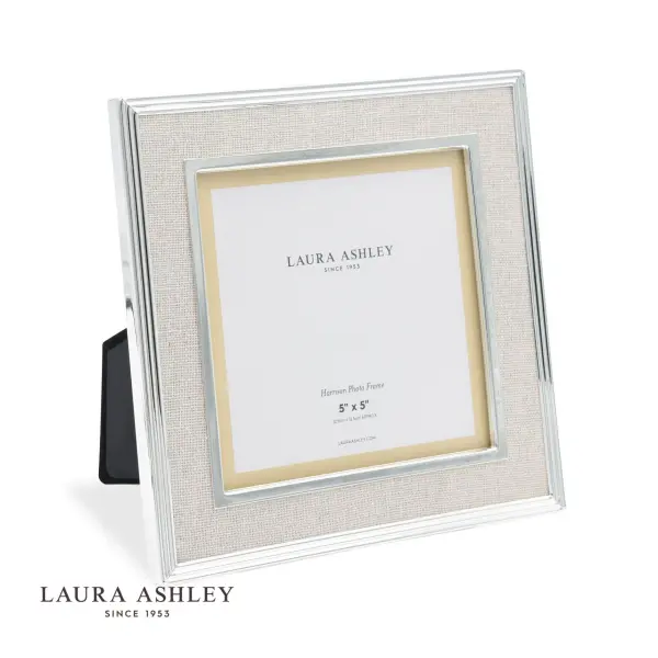 Harrison Square Polished Silver Linen Photo Frame 5x5 Inch