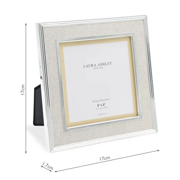 Harrison Square Polished Silver Linen Photo Frame 5x5 Inch